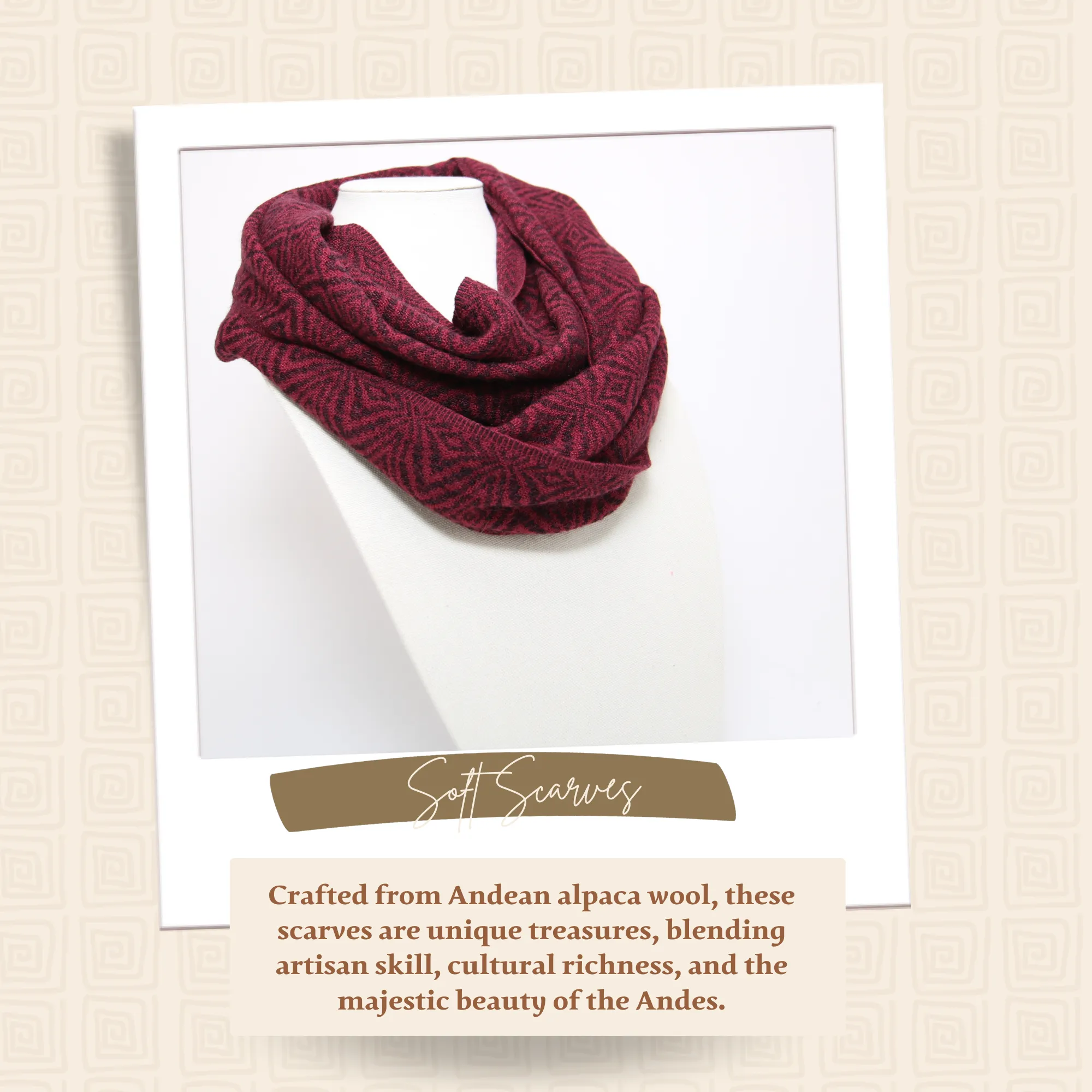 Dark Red Alpaca Infinity Scarf
