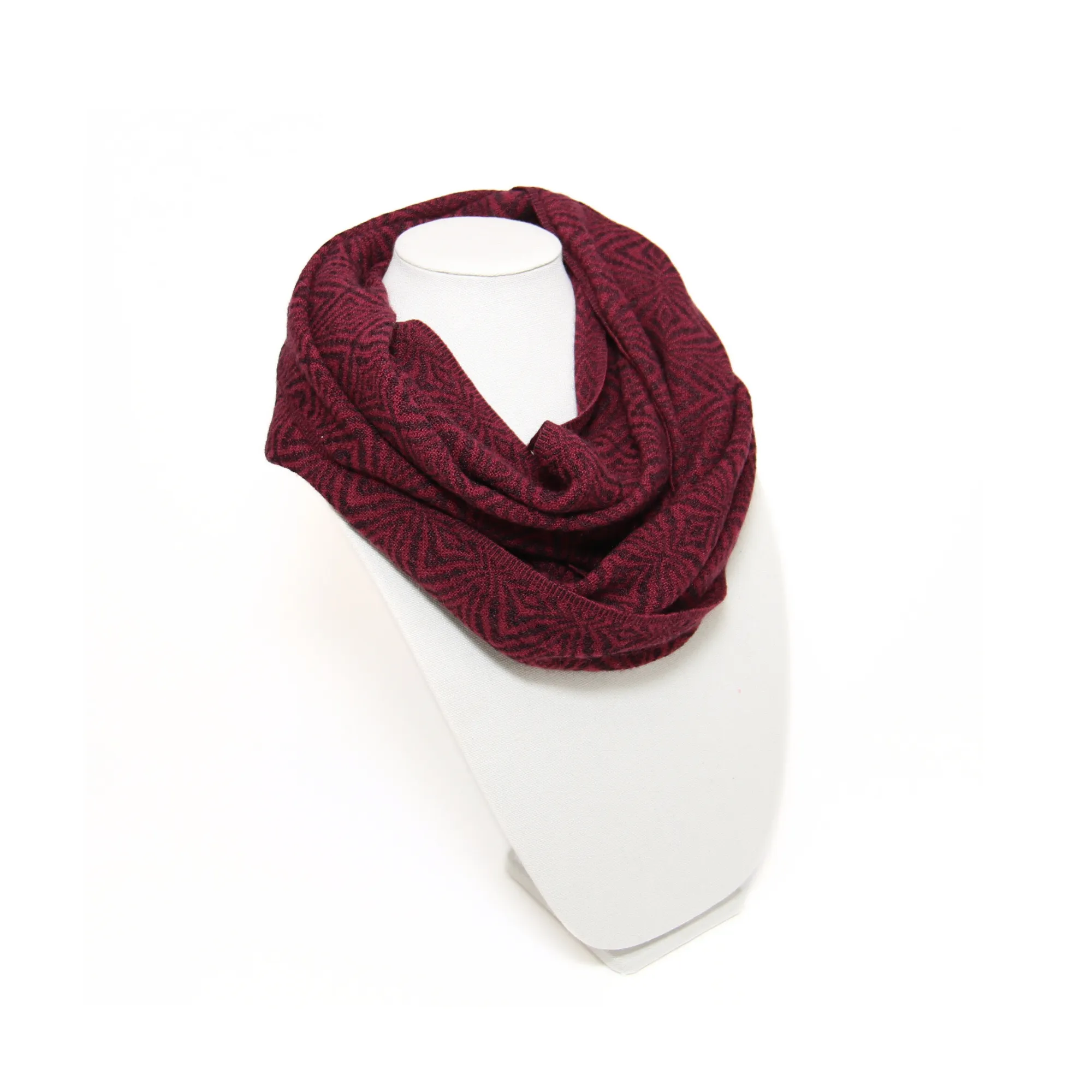 Dark Red Alpaca Infinity Scarf