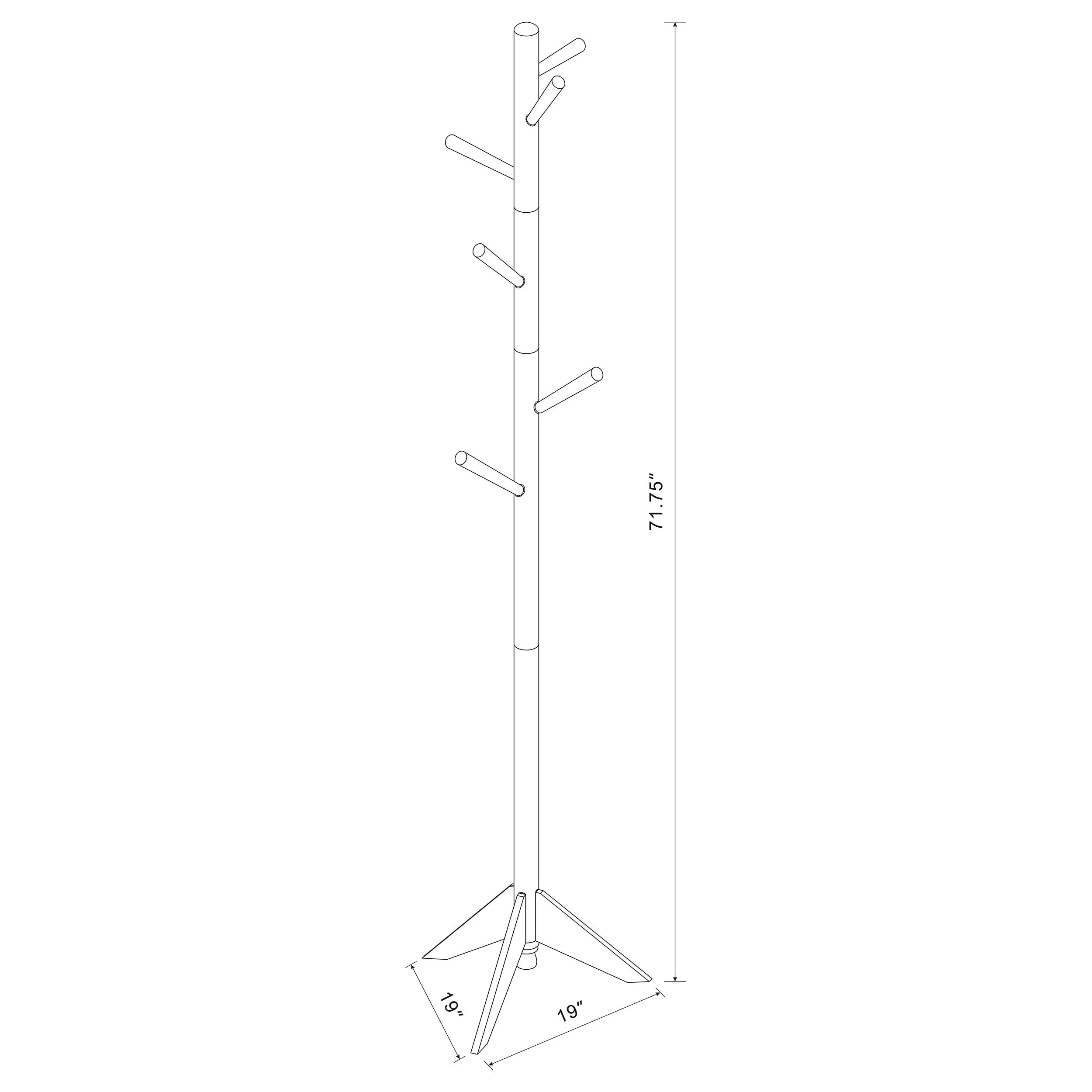 Devlin 6 Hook Freestanding Wood Coat Rack Hat Hanger Walnut