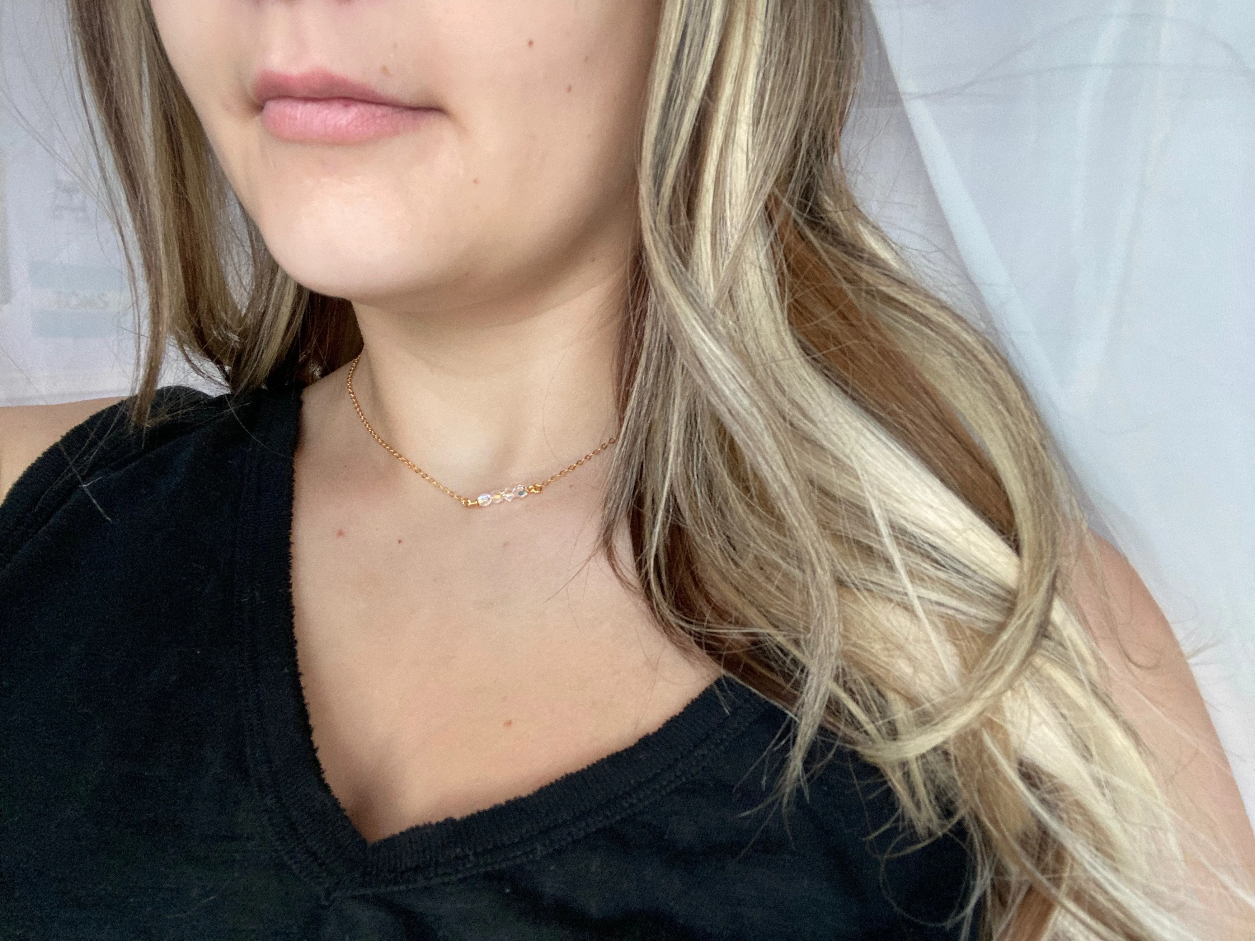 Diamond Crystal  Bar Necklace