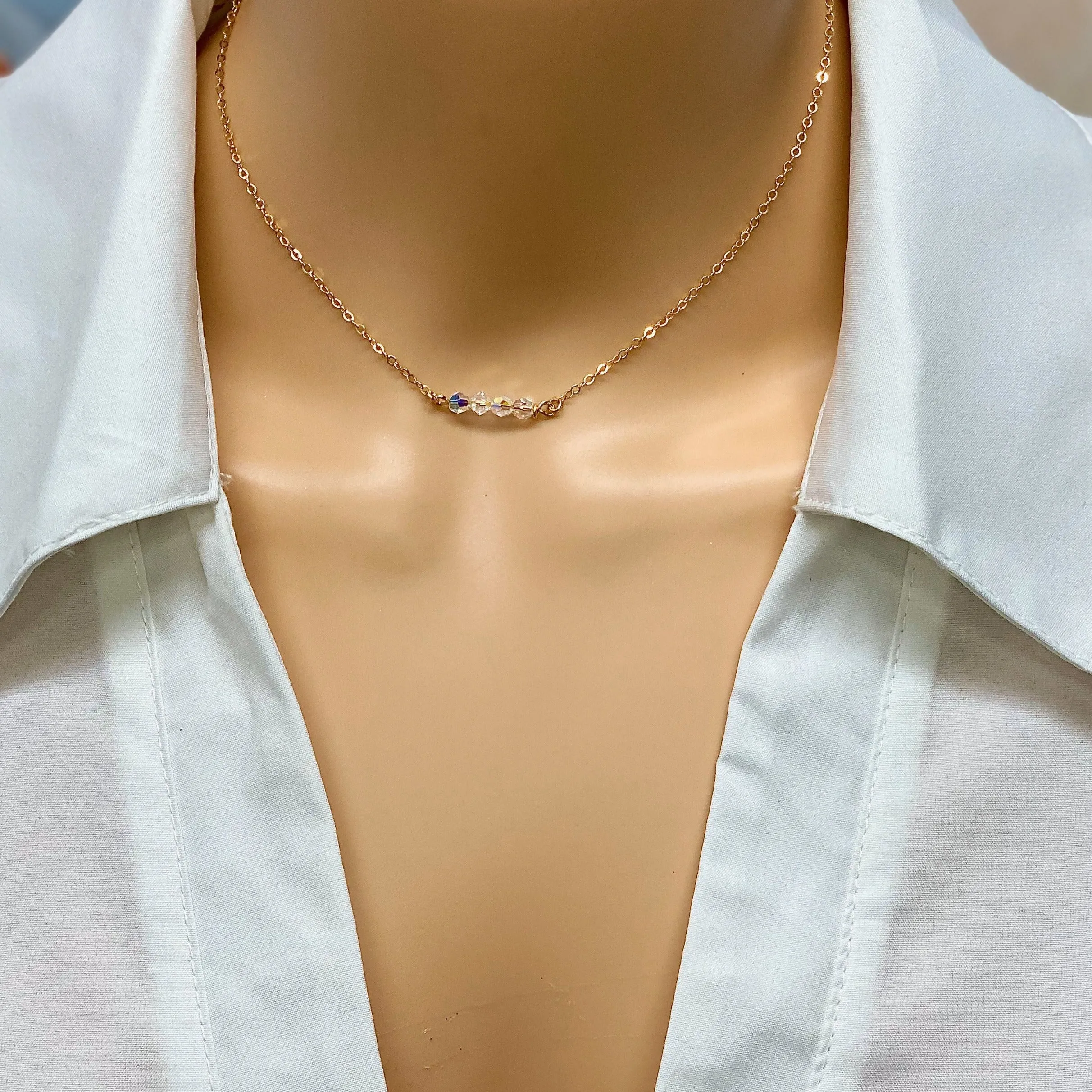 Diamond Crystal  Bar Necklace