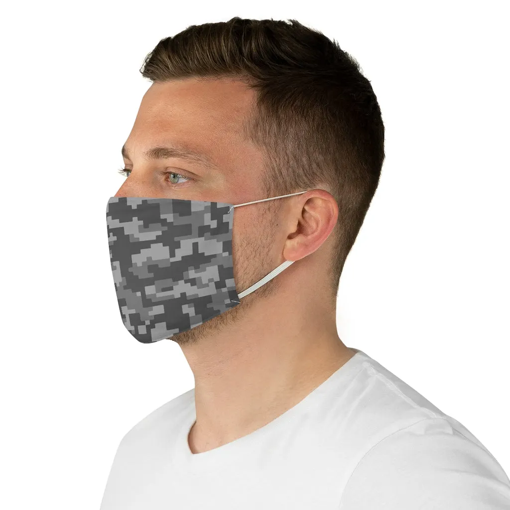 Digital Camo Printed Cloth Fabric Face Mask Brown, Gray Camouflage Army Military