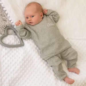 Dove Grey Ribbed Lounge Set