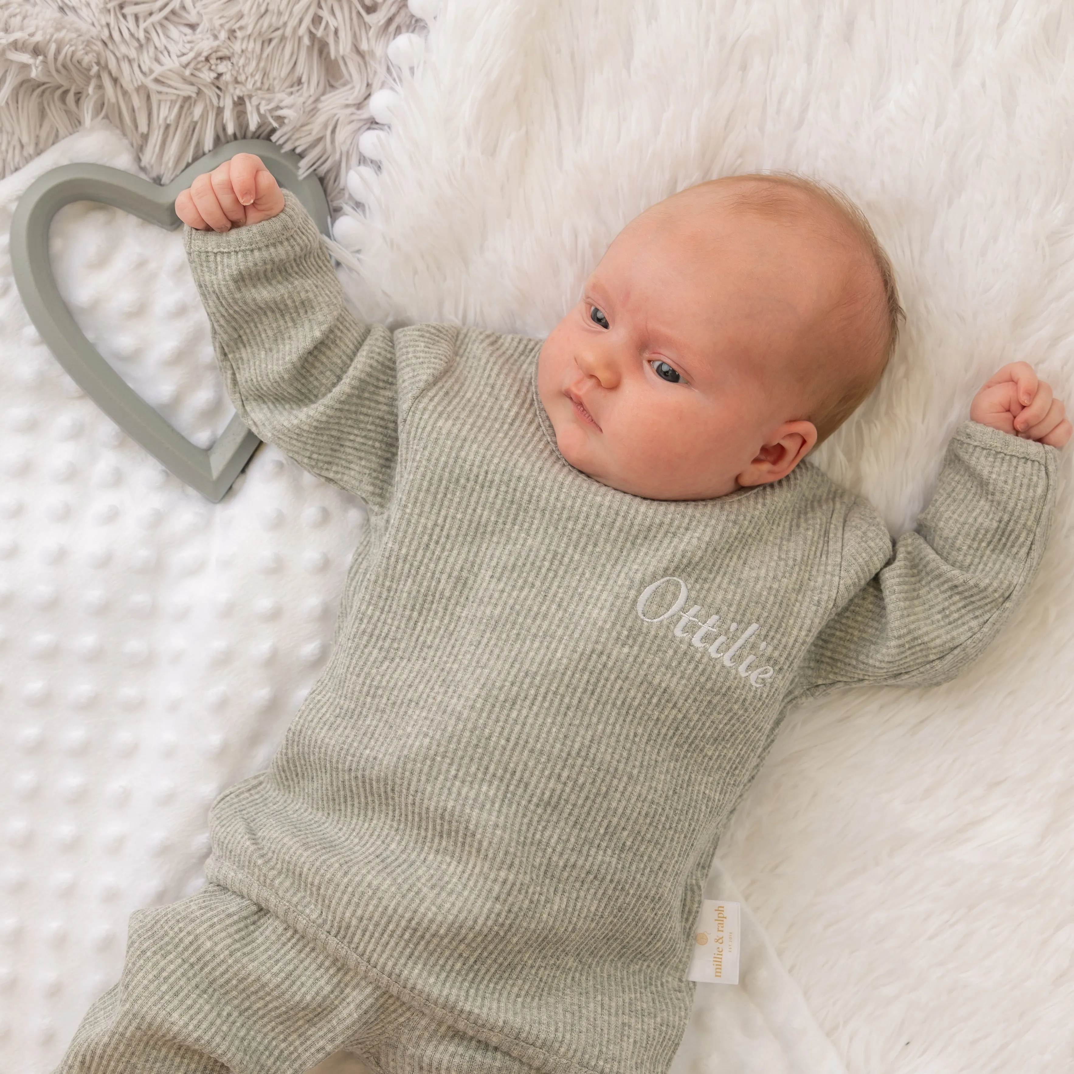 Dove Grey Ribbed Lounge Set
