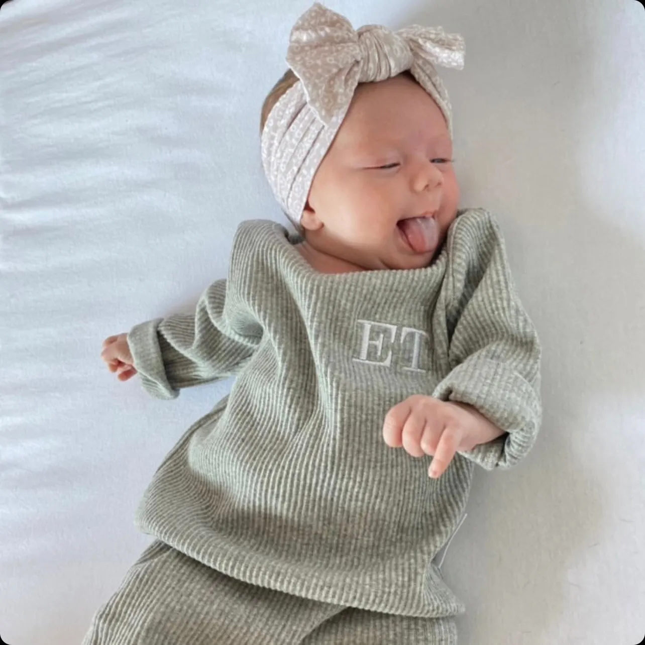 Dove Grey Ribbed Lounge Set