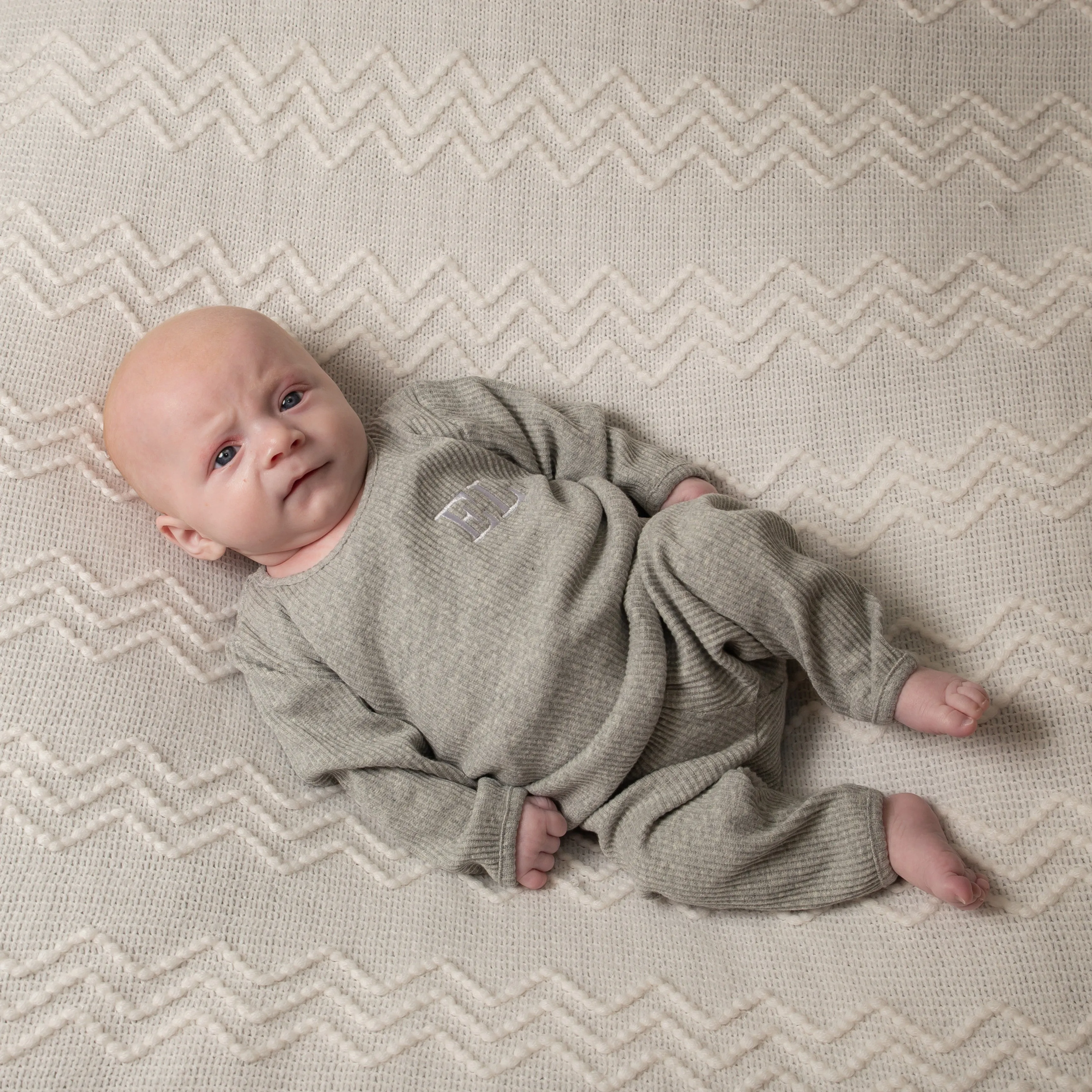 Dove Grey Ribbed Lounge Set