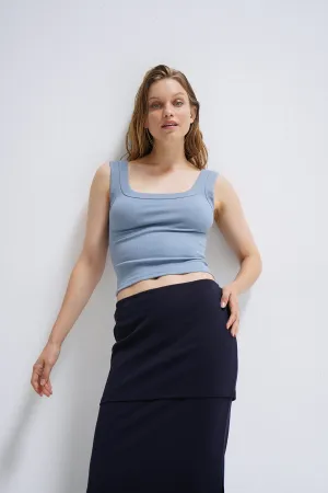 Dustin Ribbed Tank - Faded Blue