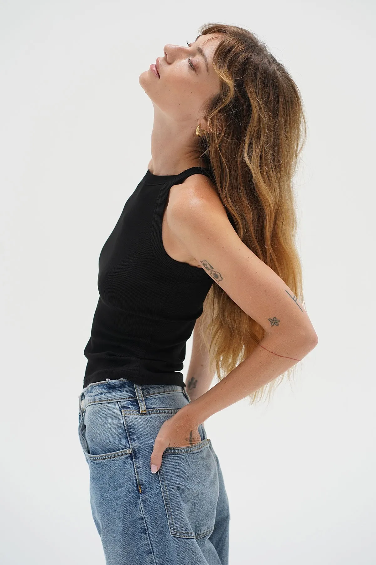 Dylan Ribbed Tank - Black