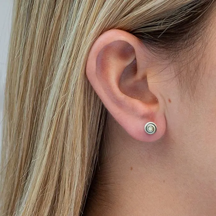 Earth Accessories Organic Shell Stud Earrings for Women - Stud Earring Set surrounded by Coconut Shell with Abalone, Mother of Pearl, and More