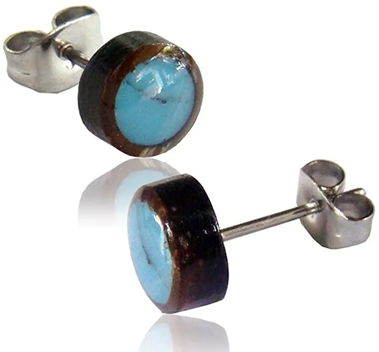Earth Accessories Organic Shell Stud Earrings for Women - Stud Earring Set surrounded by Coconut Shell with Abalone, Mother of Pearl, and More