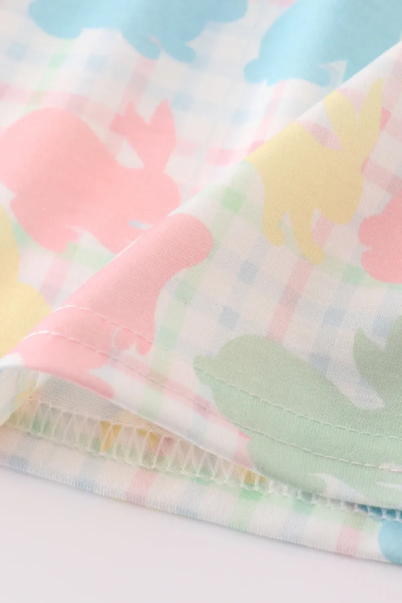 Easter Bunny Print Bow Girl Dress