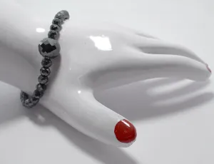 Elegant 5mm Black Diamond Faceted Beads Bracelet with Sterling Silver Clasp