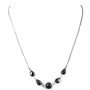 Elegant Black Diamond Sterling Silver Chain Necklace