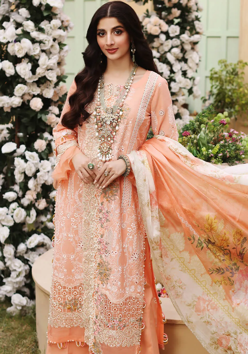 ELF-10B Sunset | Elaf Luxury Festive Lawn Collection 2022 | Unstitched Embroidered Lawn Suits