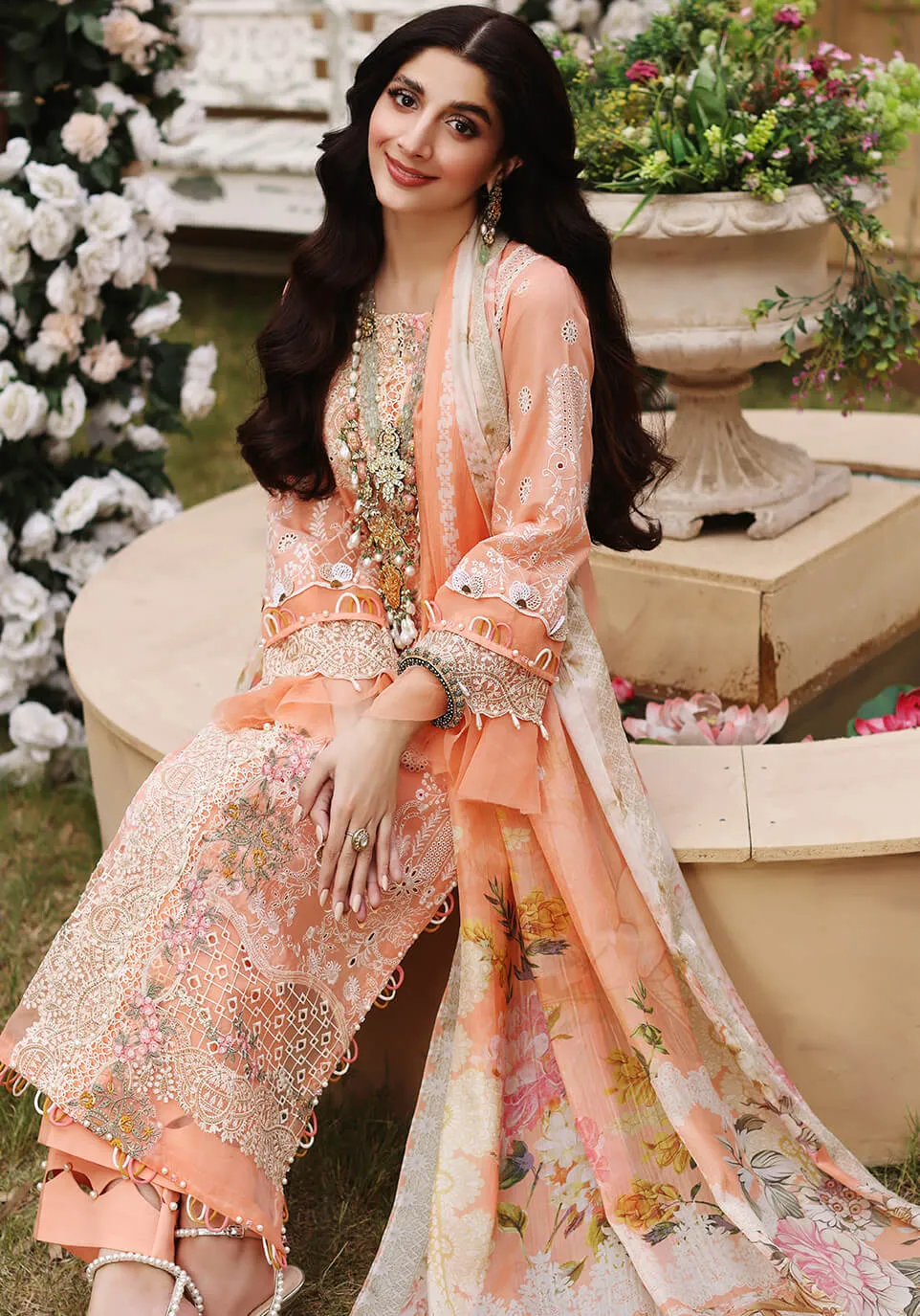 ELF-10B Sunset | Elaf Luxury Festive Lawn Collection 2022 | Unstitched Embroidered Lawn Suits