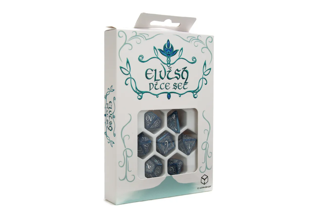 Elvish Dice - Cobalt & Silver