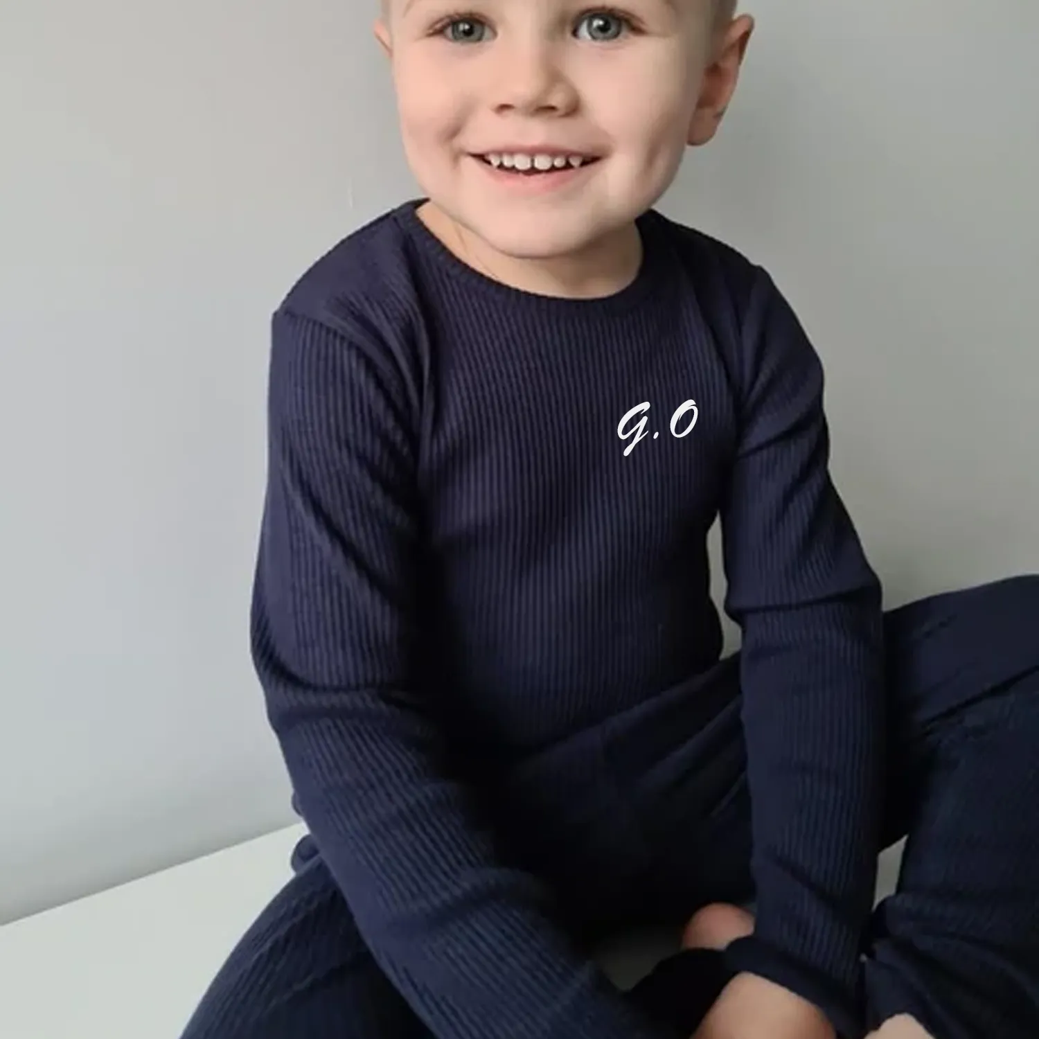 Embroidered Navy Ribbed Loungewear (CURRENTLY OUT OF STOCK)