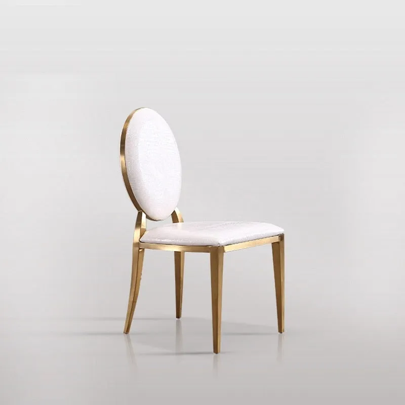 European Round Back Gold Metal Event Wedding Chairs For Bride Reception Decoration Party Steel Dining chair