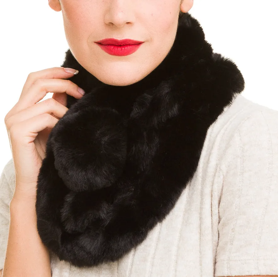 Faux Fur Collar Scarf for Women (Black)