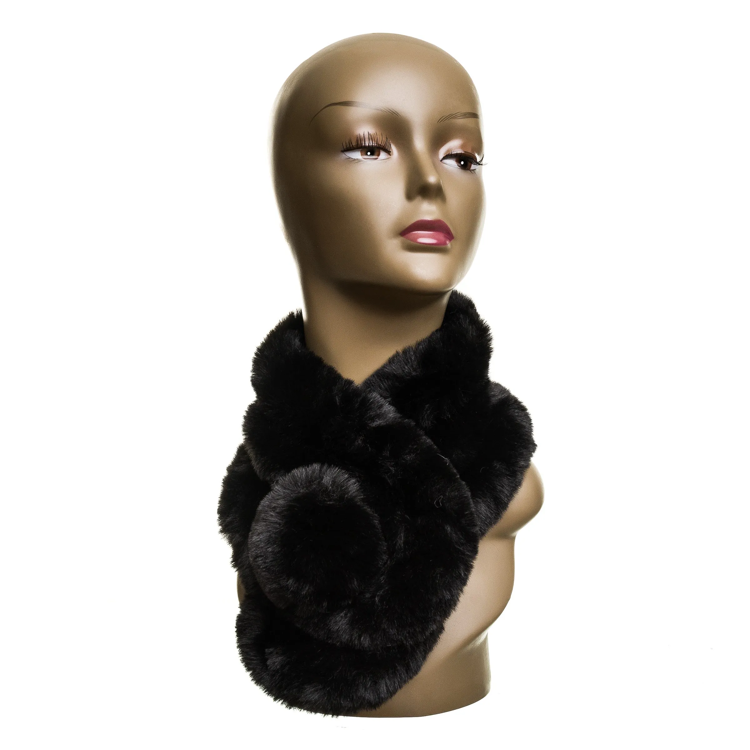 Faux Fur Collar Scarf for Women (Black)