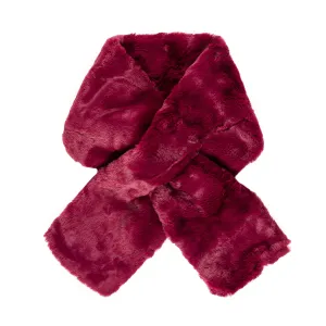 Faux Fur Collar Scarf for Women (Burgundy)