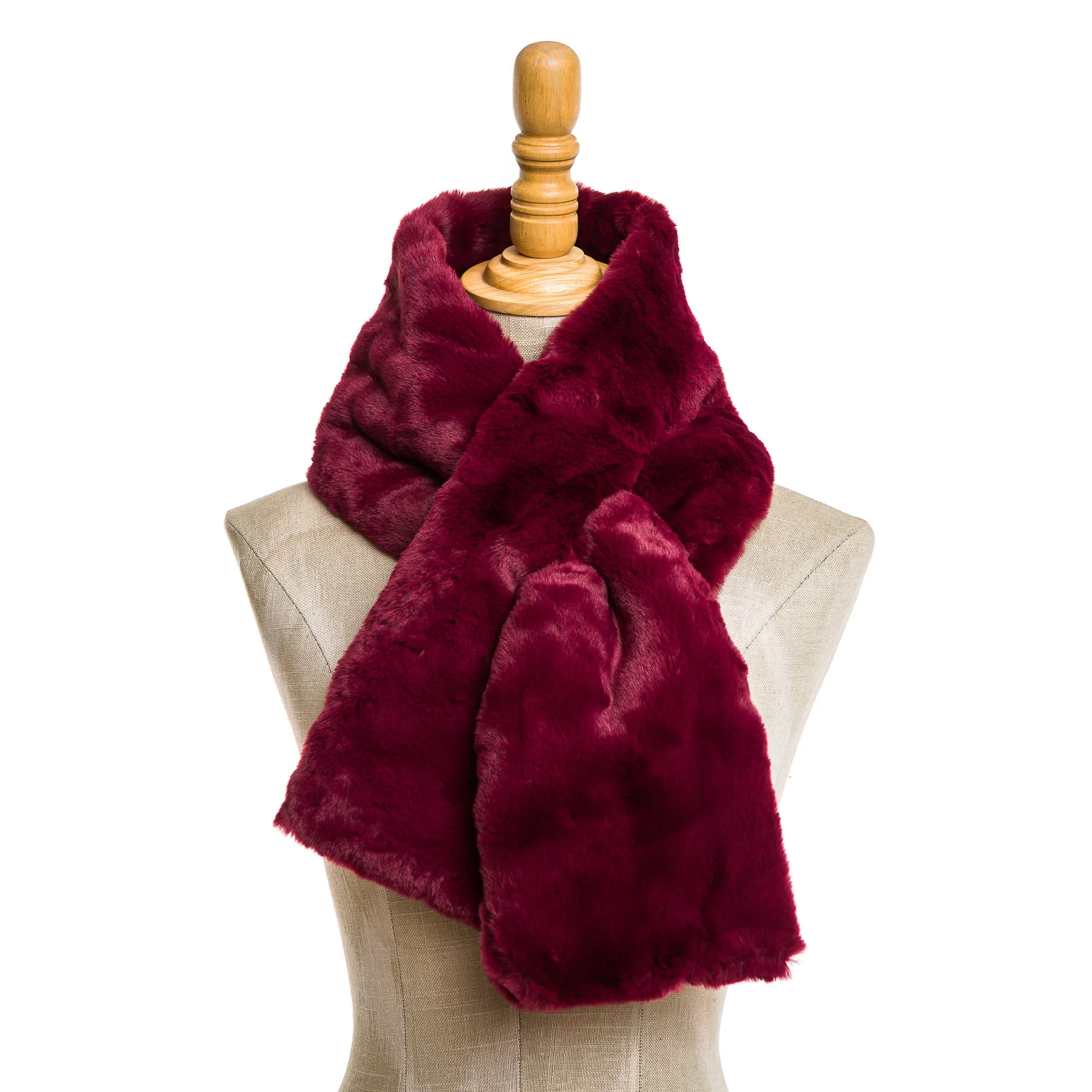 Faux Fur Collar Scarf for Women (Burgundy)