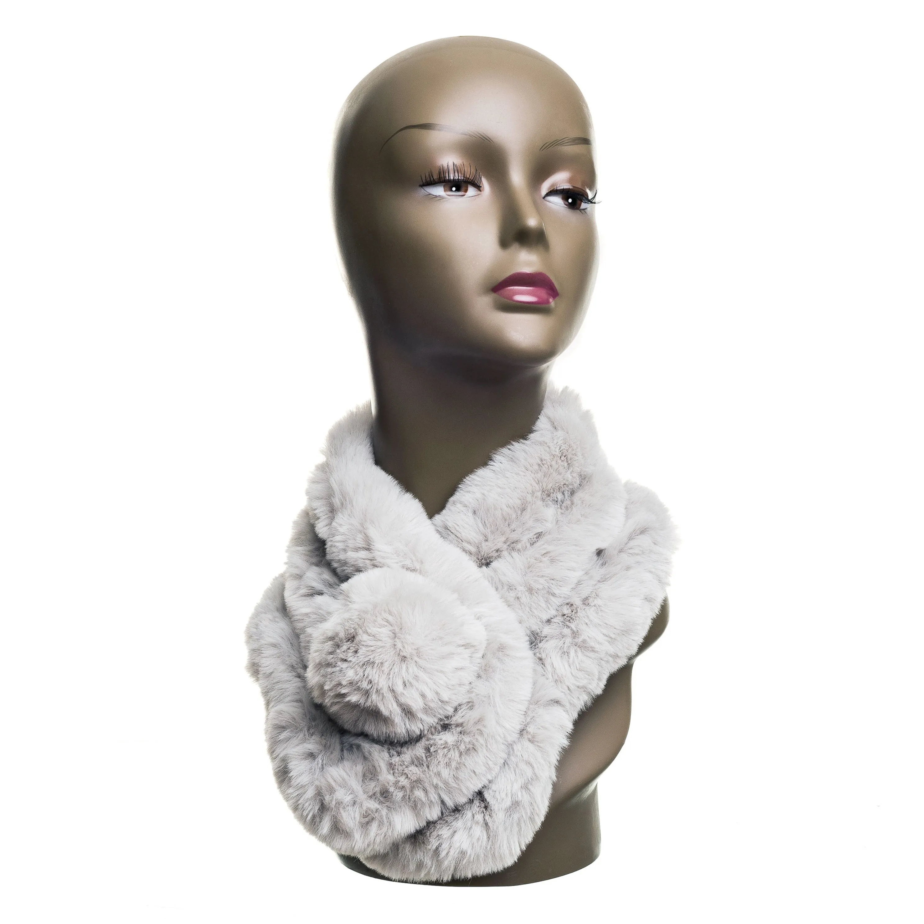 Faux Fur Collar Scarf for Women (Light Gray)
