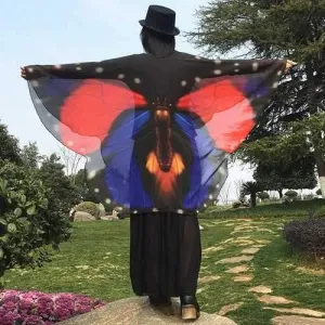 Flecky Butterfly Wing Shape Chiffon Cape Scarf - Blue