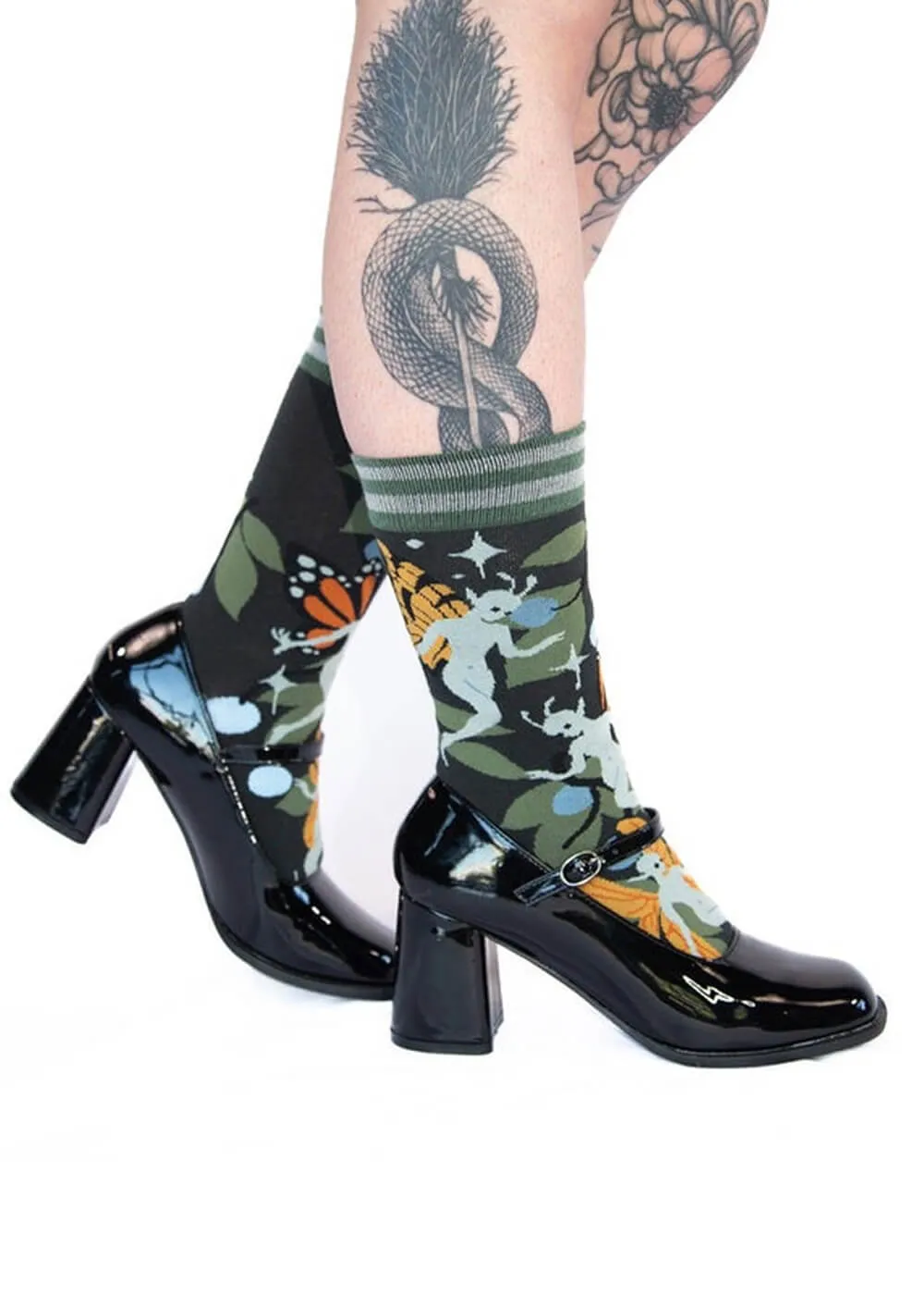 FootClothes Fanciful Fairies Socks Green