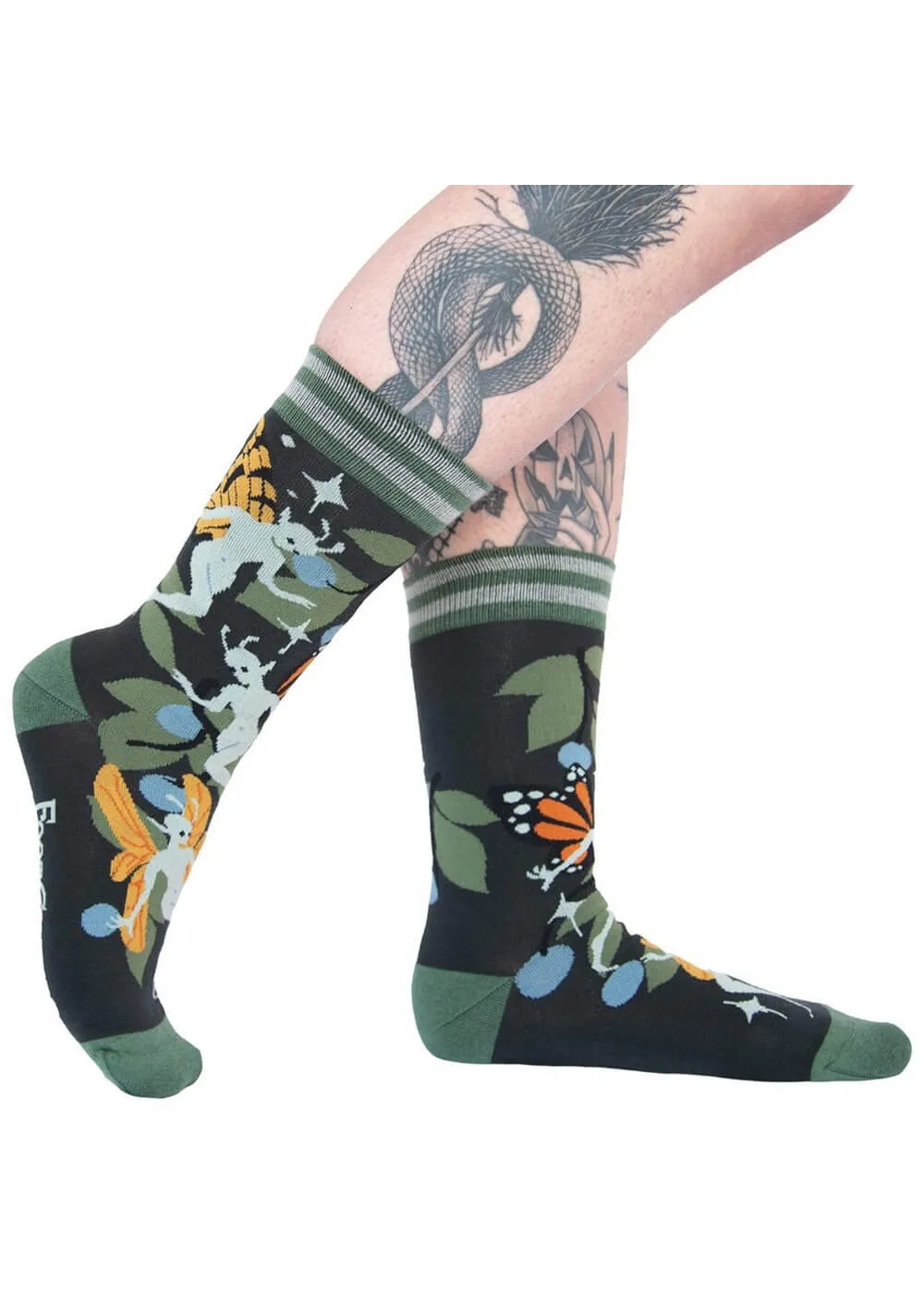 FootClothes Fanciful Fairies Socks Green