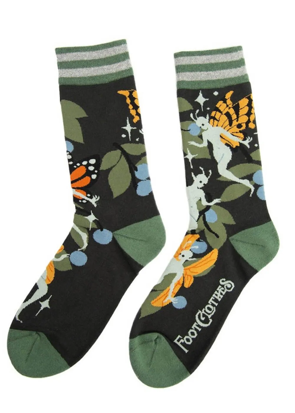 FootClothes Fanciful Fairies Socks Green