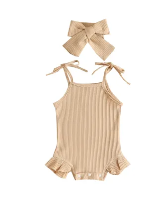 Frilly Tie Up Ribbed Bodysuit | 3 Colours