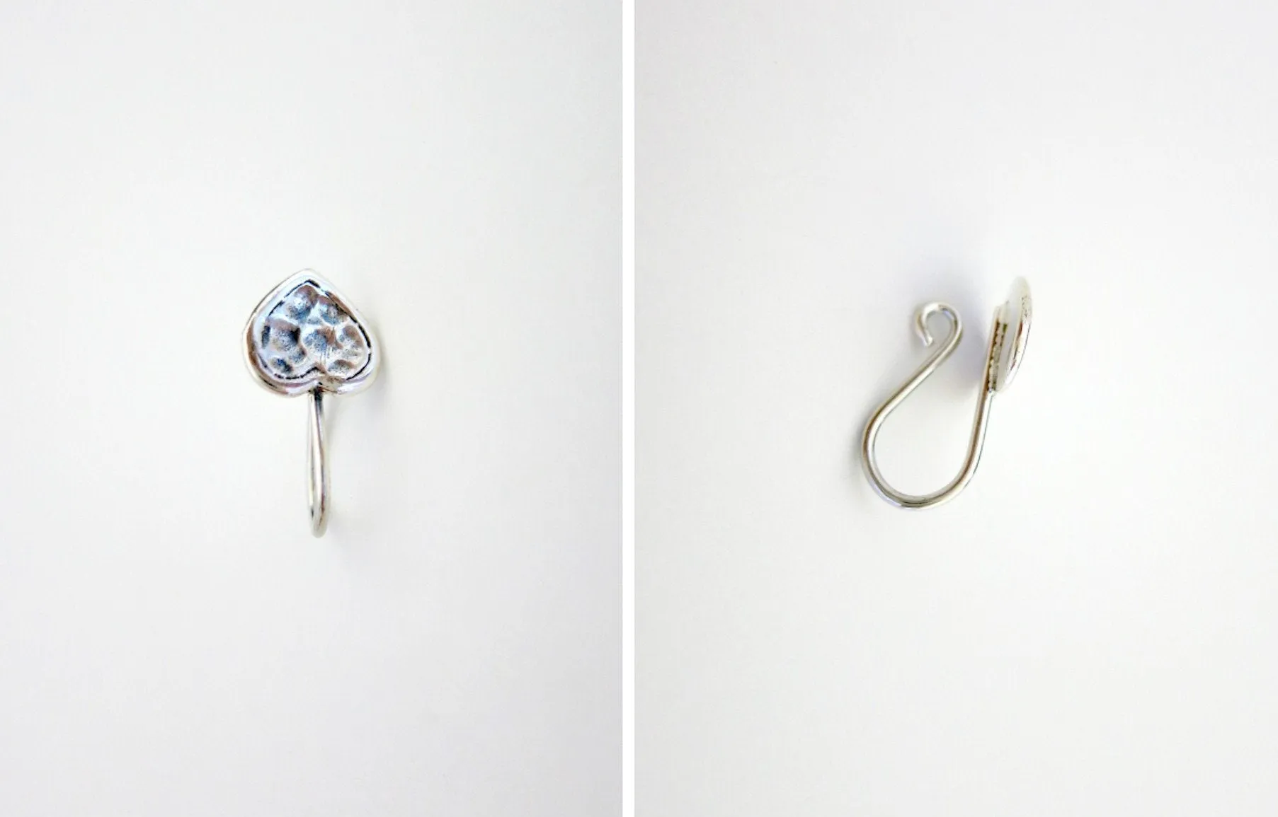 Fun, and quaint hammer-finish heart nose pin
