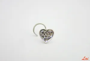 Fun, and quaint hammer-finish heart nose pin