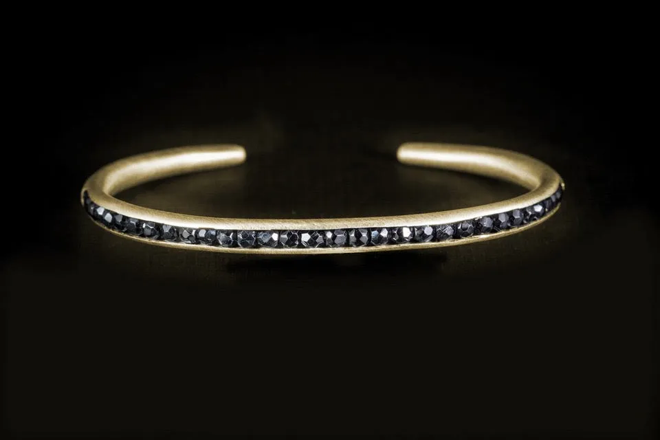 Gold Plated Sterling Silver Handcrafted Black Spinel Seeds Bracelet