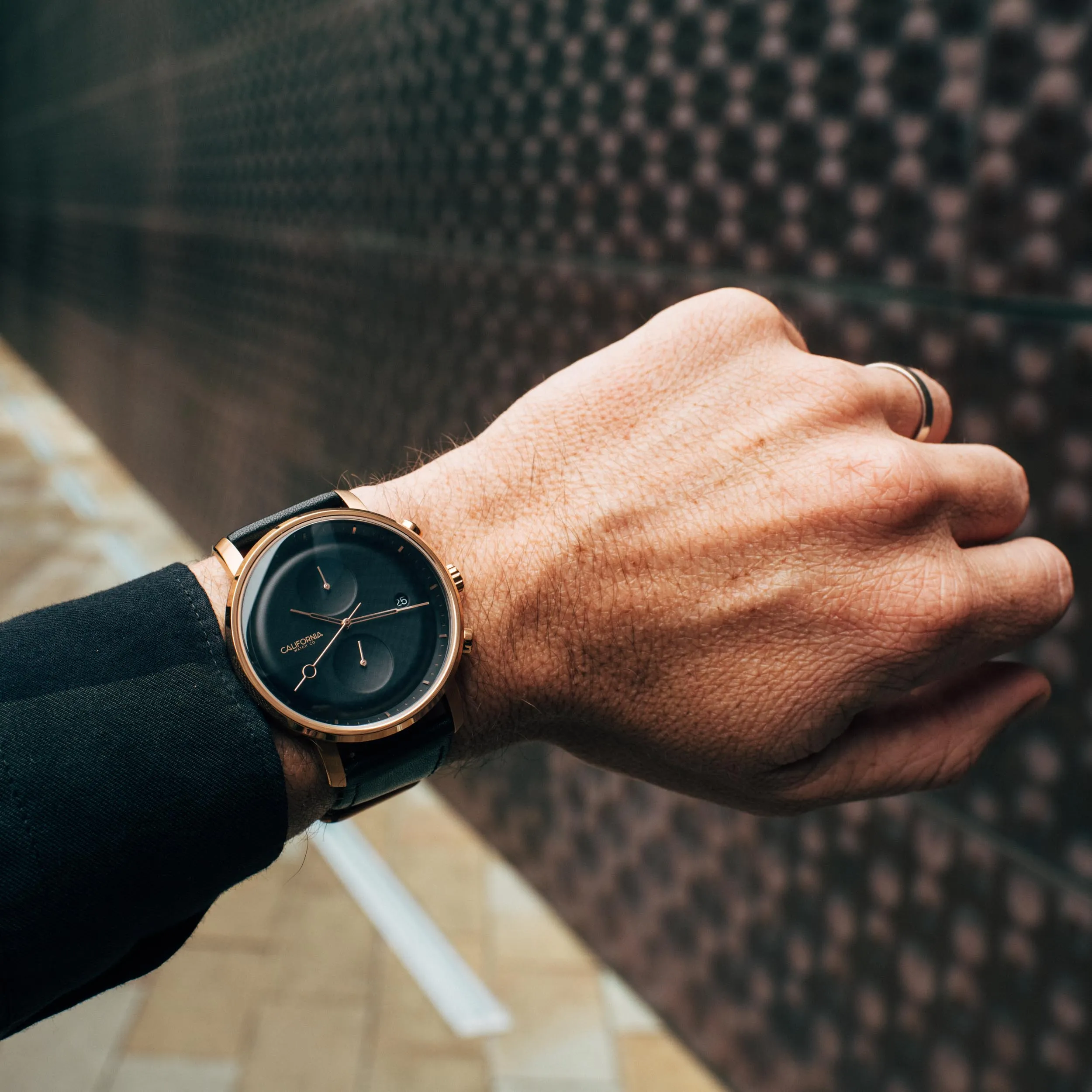 Golden Gate Chrono Leather Rose Gold Black