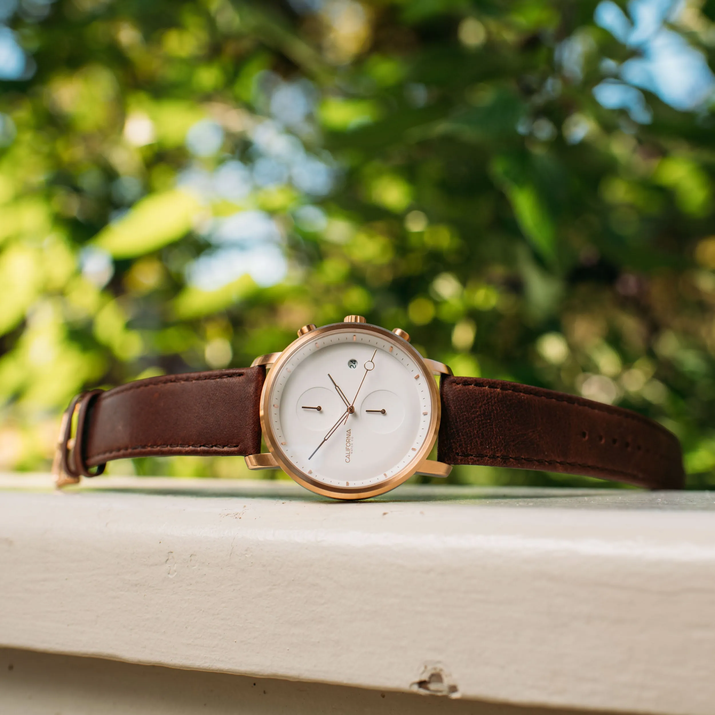 Golden Gate Chrono Leather Rose Gold White