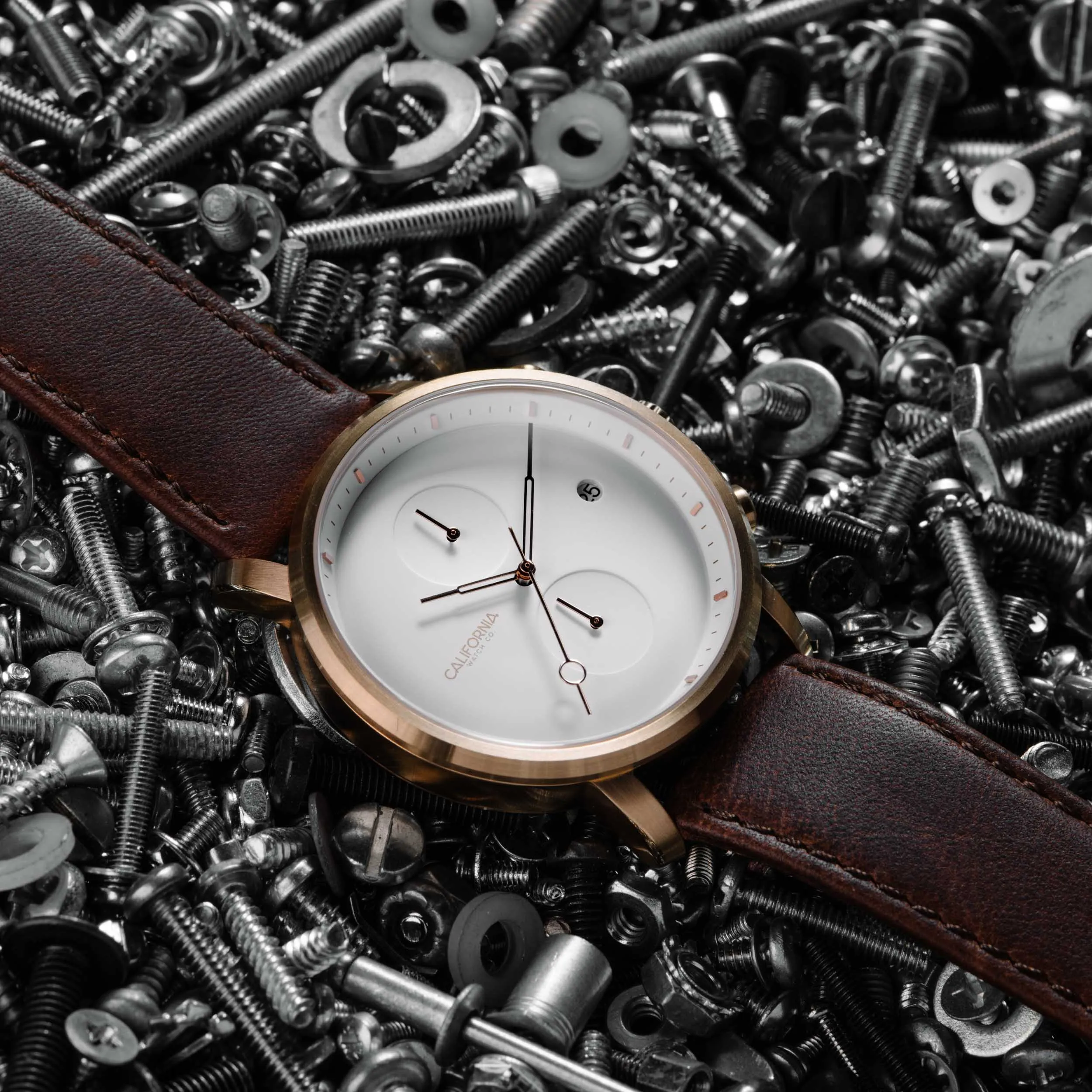 Golden Gate Chrono Leather Rose Gold White