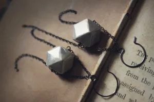 Gossamer. Vintage White Aurora Borealis Ceramic Bead & Gunmetal Earrings.