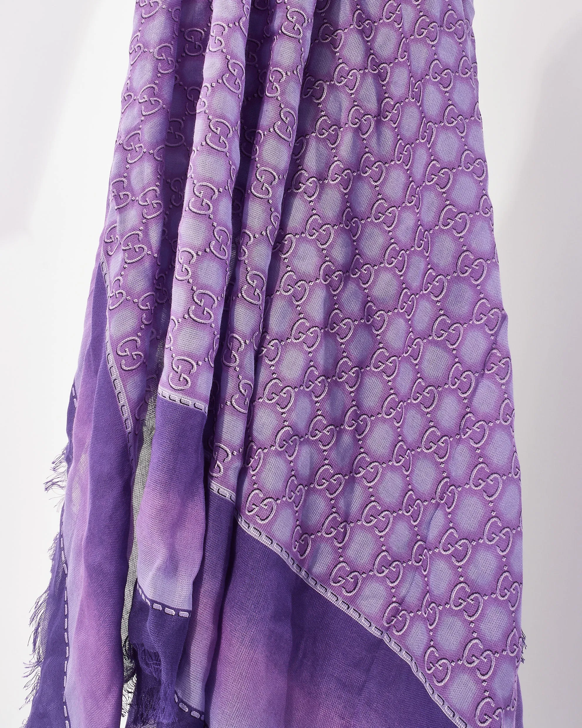 Gucci Purple GG Monogram Logo Modal & Silk Scarf