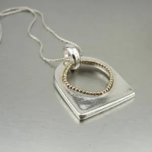 Hadar Designers Handmade Minimalist 9k Yellow Gold 925 Sterling Silver Pendant(H