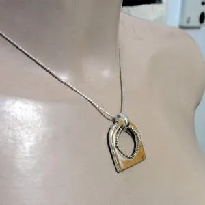 Hadar Designers Handmade Minimalist 9k Yellow Gold 925 Sterling Silver Pendant(H