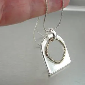 Hadar Designers Handmade Minimalist 9k Yellow Gold 925 Sterling Silver Pendant(H