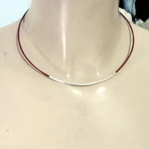 Hadar Designers Israel Modern Minimalist Sterling Silver Choker Necklce () SALE