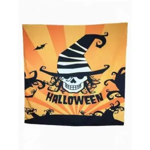 Halloween Carnival Skull Bat Pattern Big Square Scarf - Orange