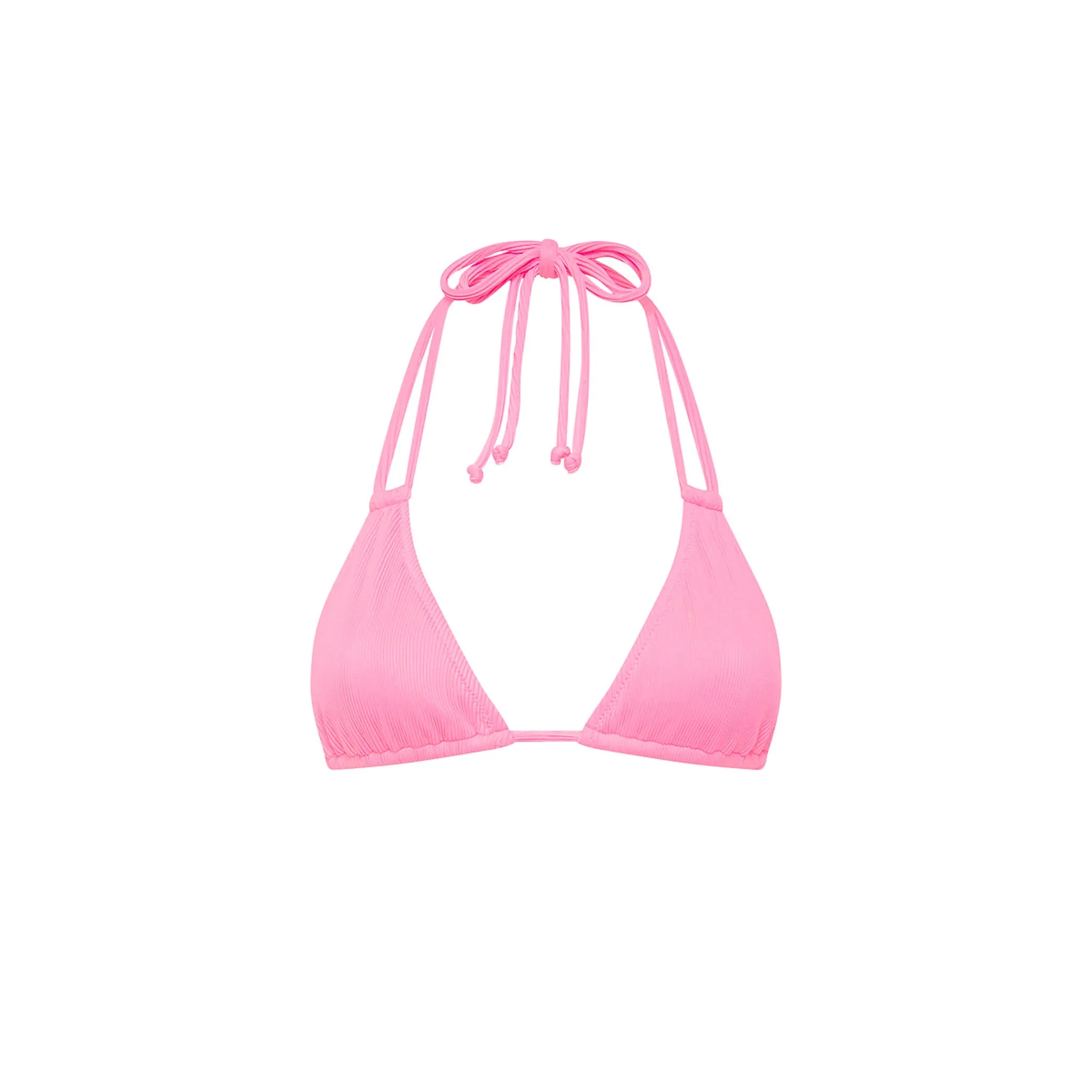Halter Bralette Bikini Top - Taffy Pink Ribbed