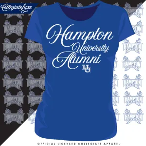 Hampton U | Script Logo Royal Blue Ladies Tees (**)
