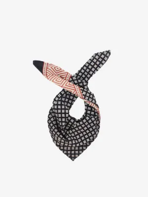 Handmade Block Print Cotton Bandana Black Floral