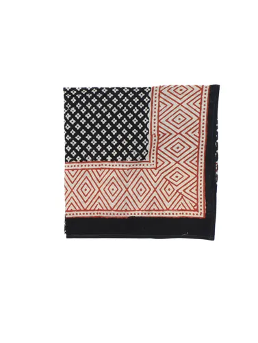 Handmade Block Print Cotton Bandana Black Floral