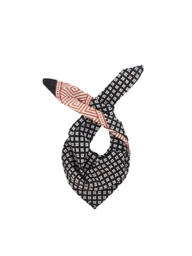 Handmade Block Print Cotton Bandana Black Floral